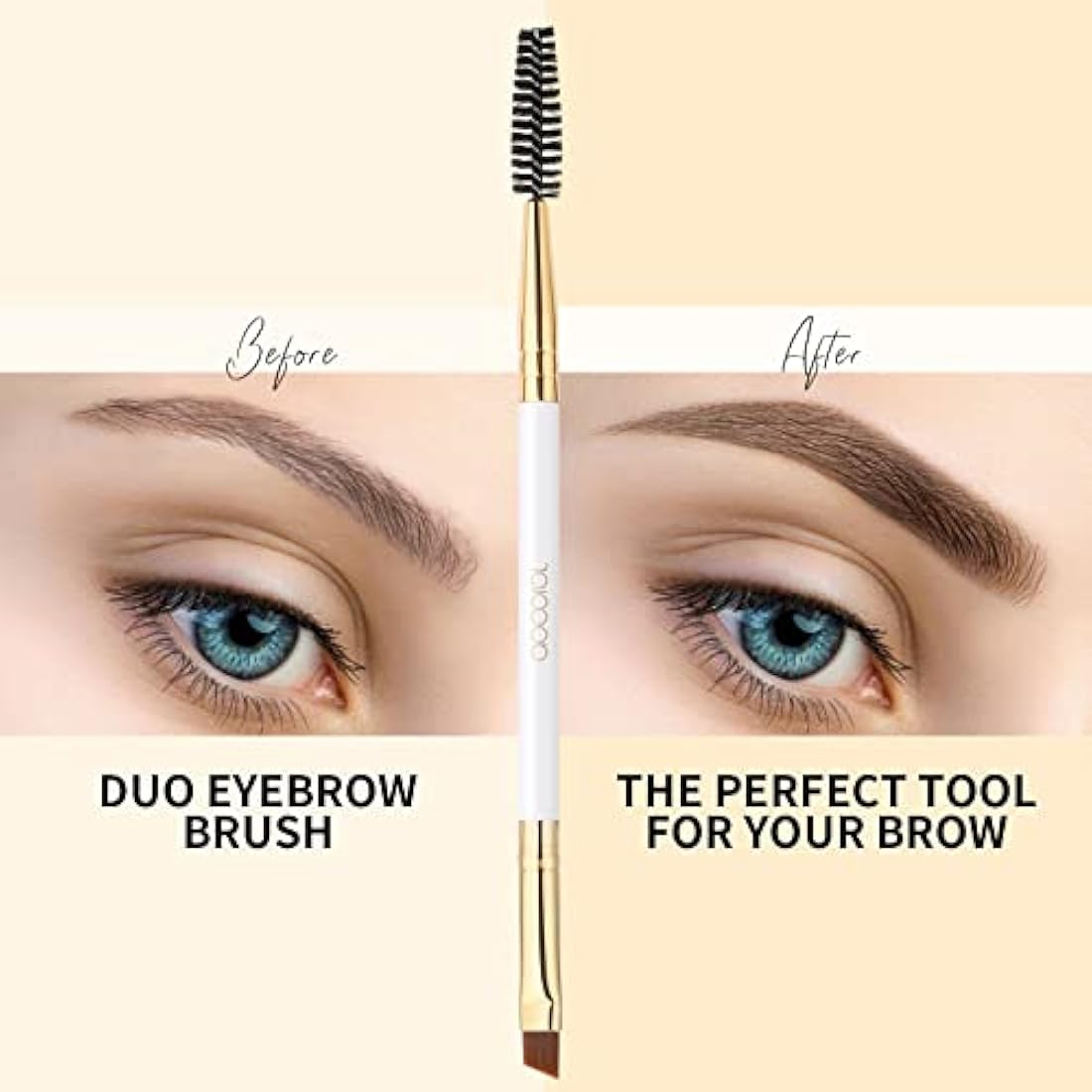 Docolor Eyebrow Brush Duo Eyebrow Spoolie 1Pc Professional Angled Eye Brow Brush Perfect for Lining and Shaping Brows, Spoolie for Brows or Lashes White