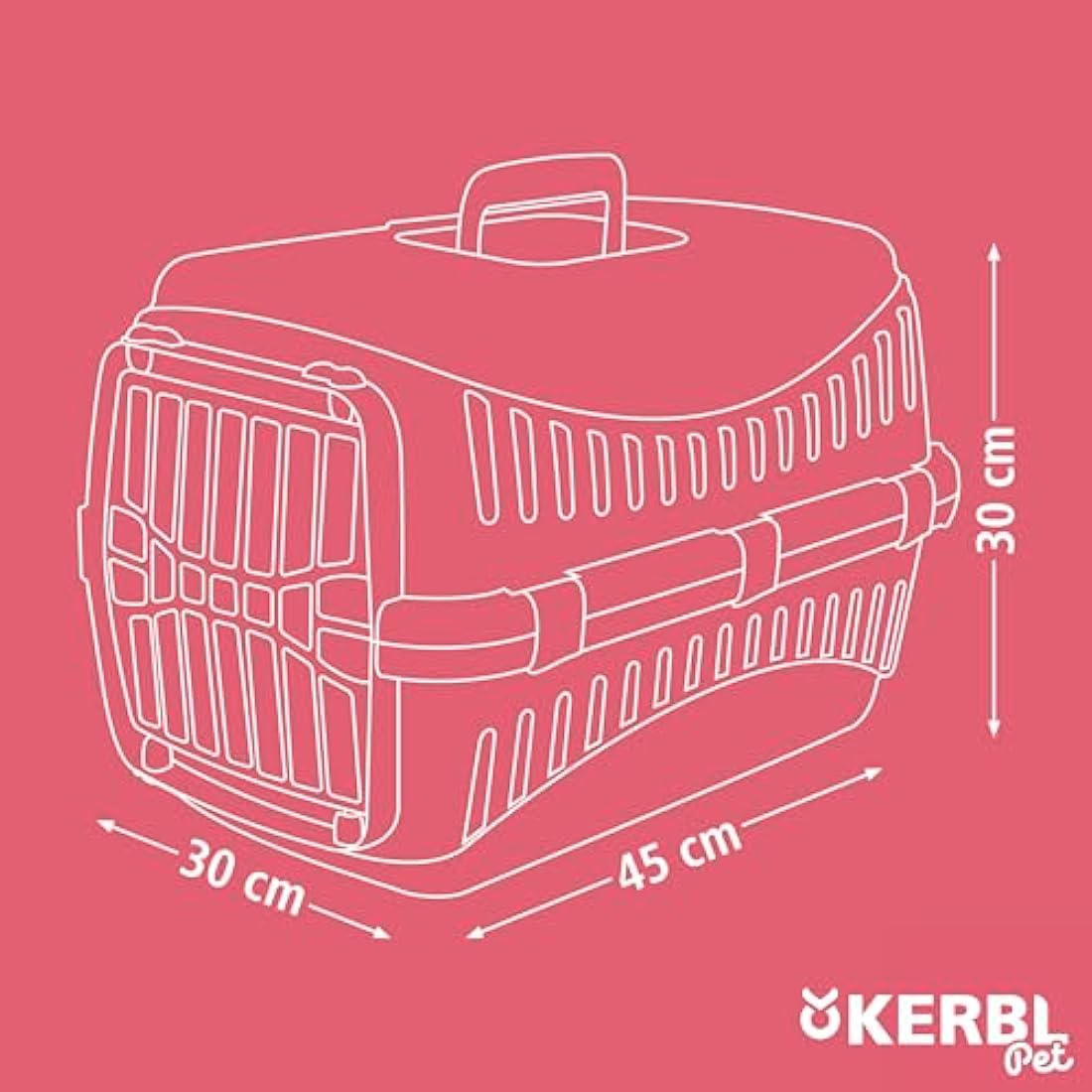 Kerbl Transport Box Expedion with Plastic Door, 45 x 30 x 30 cm, Creme/ Bordeaux