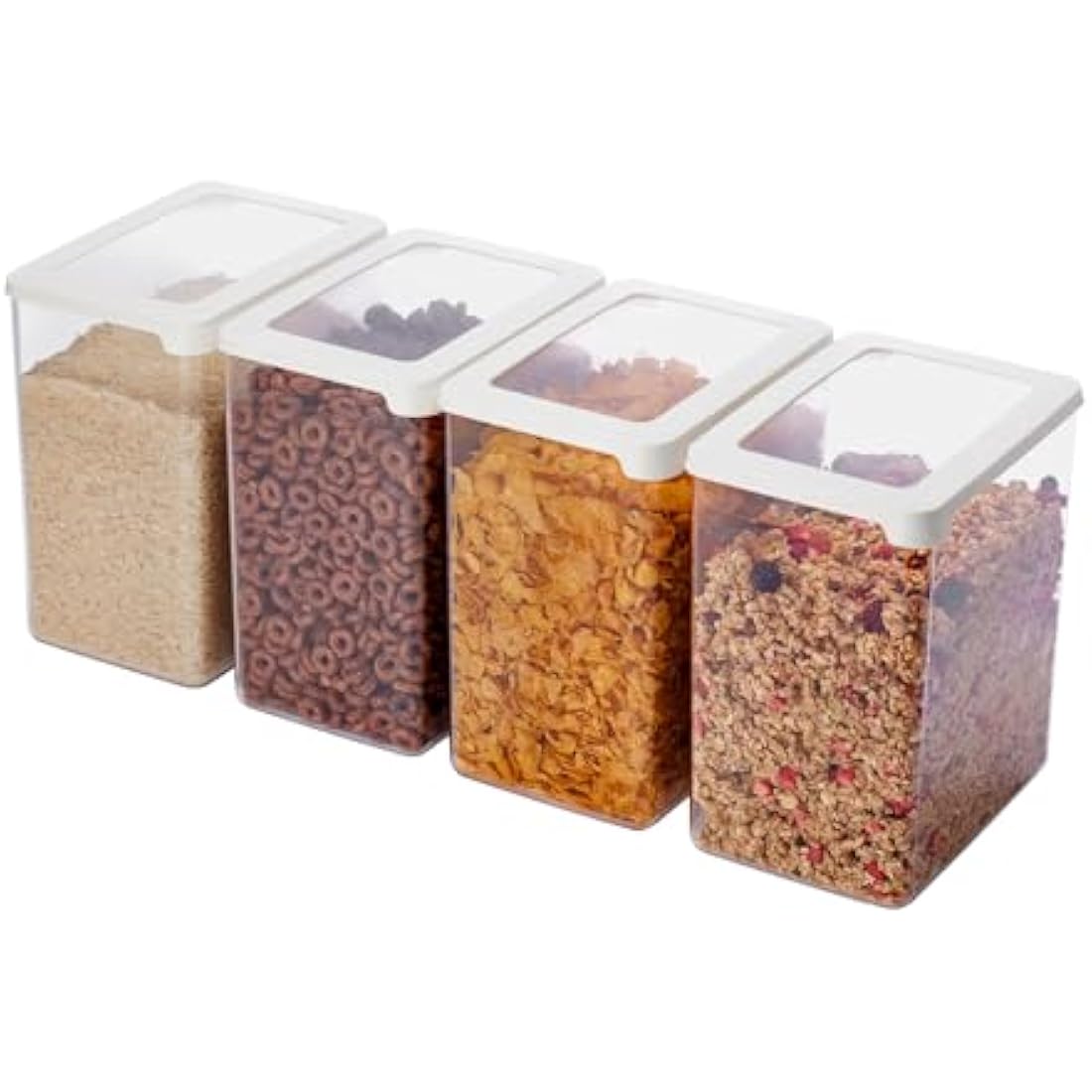 SmartStore Clear Airtight Dry Food Containers with Lids 3.5L Set of 4-20% Bio-based Plastic Storage Box with Lid, BPA Free, Dishwasher Safe - Stacking Kitchen Storage Containers - 12.5 x 18 x 20cm