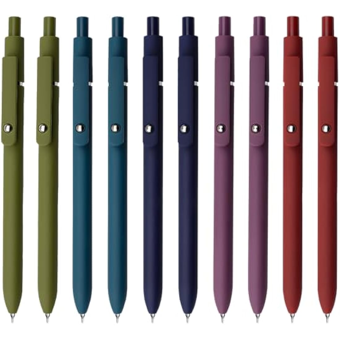 UIXJODO Gel Pens, 5 Pcs 0.5mm Japanese Black Ink Pens Fine Point Smooth Writing Pens with Silicone Grip, High-End Series Metal Clip Retractable Pens (10 Pcs Vintage)