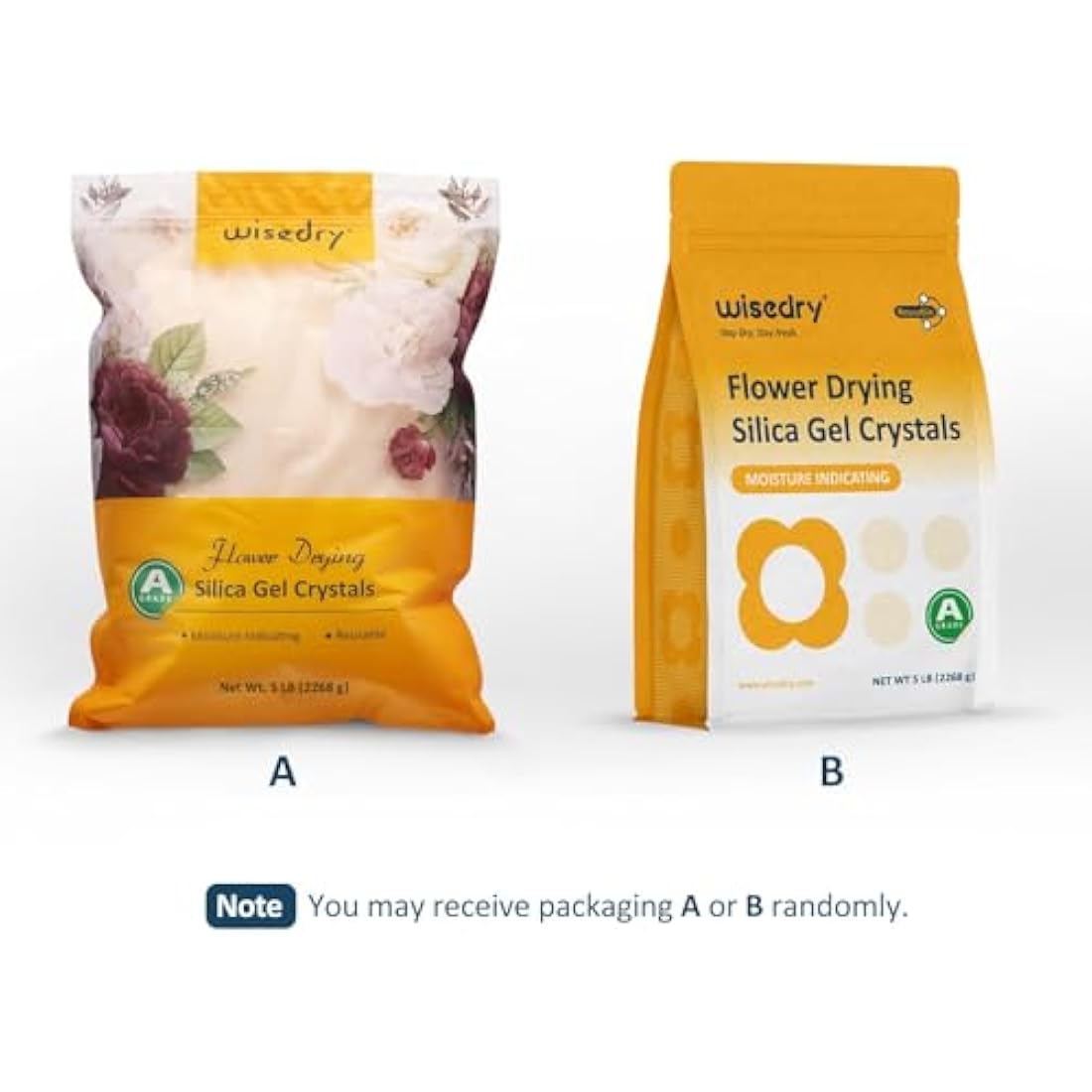 wisedry Silica Gel for Drying Flowers 5 LBS (2.2KG), Fine Crystals< 1mm, Color Indicating Desiccant, Reusable Silica Sand