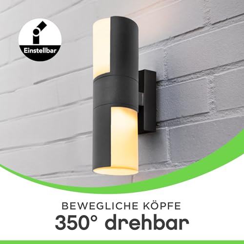 LUTEC CYRA LED Outdoor Wall Light, Modern Outdoor Light, Aluminium Wall Light in Anthracite, 350 Rotatable Light Heads, Versatile Wall Light, 1000