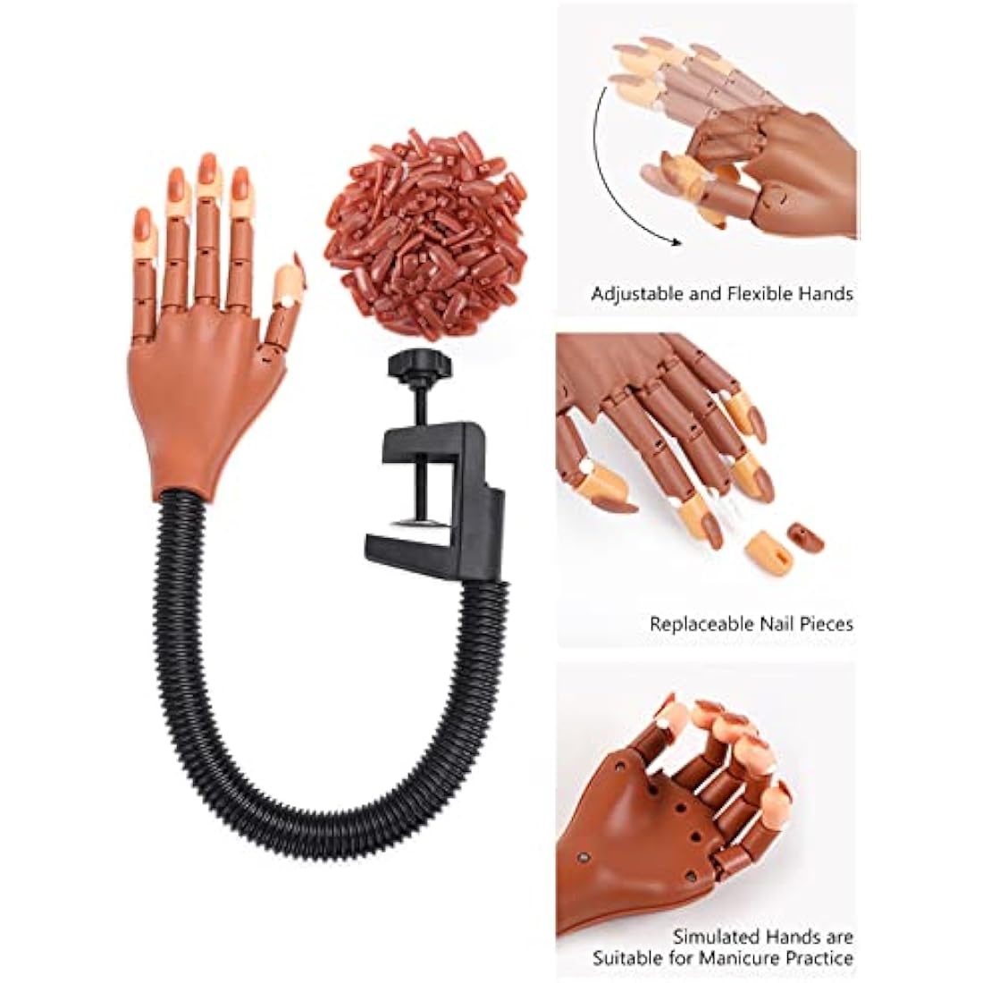 Deciniee Acrylic Nail Practice Hand - Flexible Professional Model - Adjustable Fake Hand for DIY Manicure