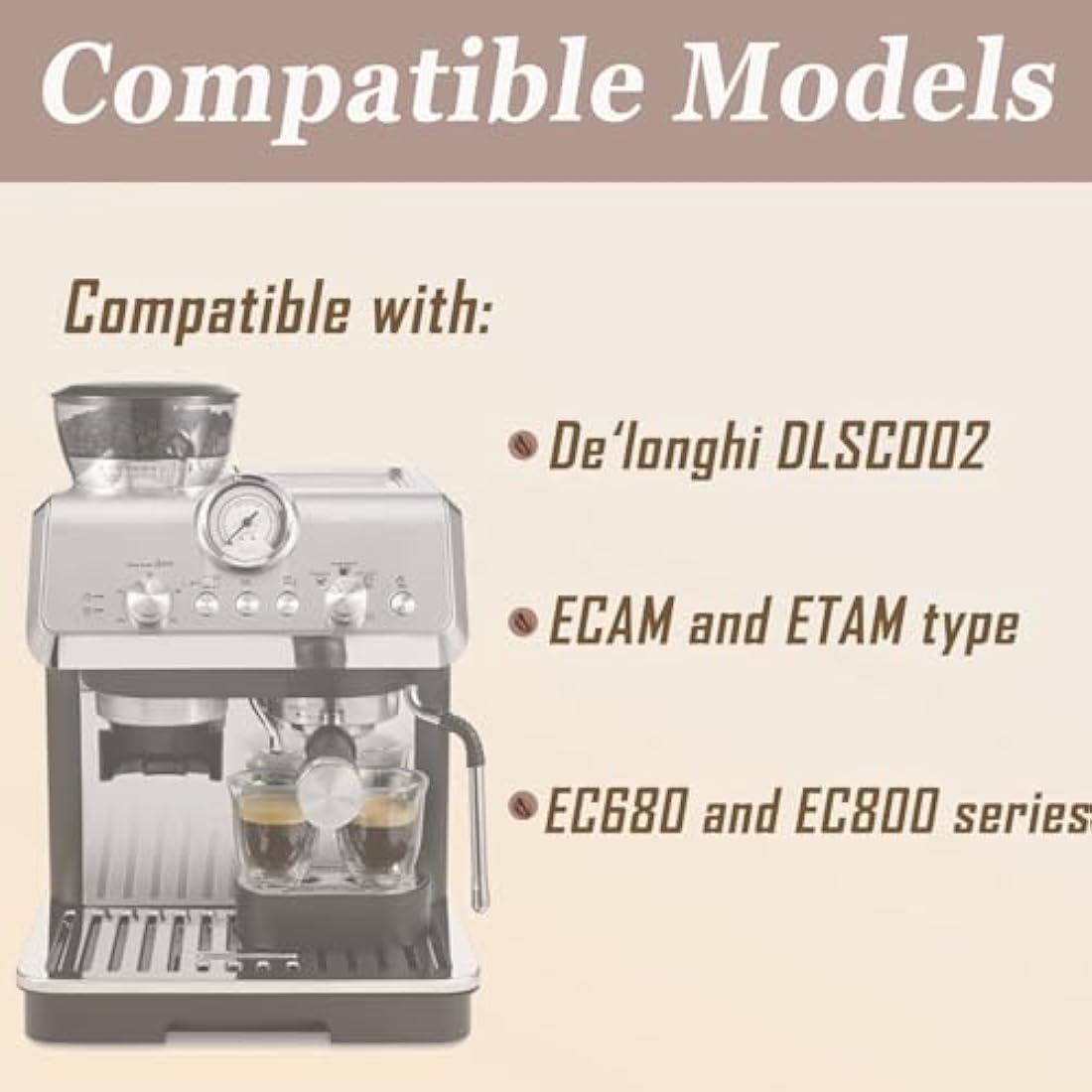 6 Pack Coffee Machine Water Filter Replacement for DeLonghi DLSC002 Includes Versions of De'Longhi ECAM, ETAM, EC, BC Series.