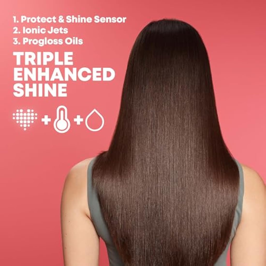 REVAMP Hydro Shield X Shine Ceramic Hair Straighteners - Long Plates for Fast One Stroke Styling, Straightening, Smart Sensor Heat Protection, 4 Ionic Jets - Salon Professional Hair Straightener