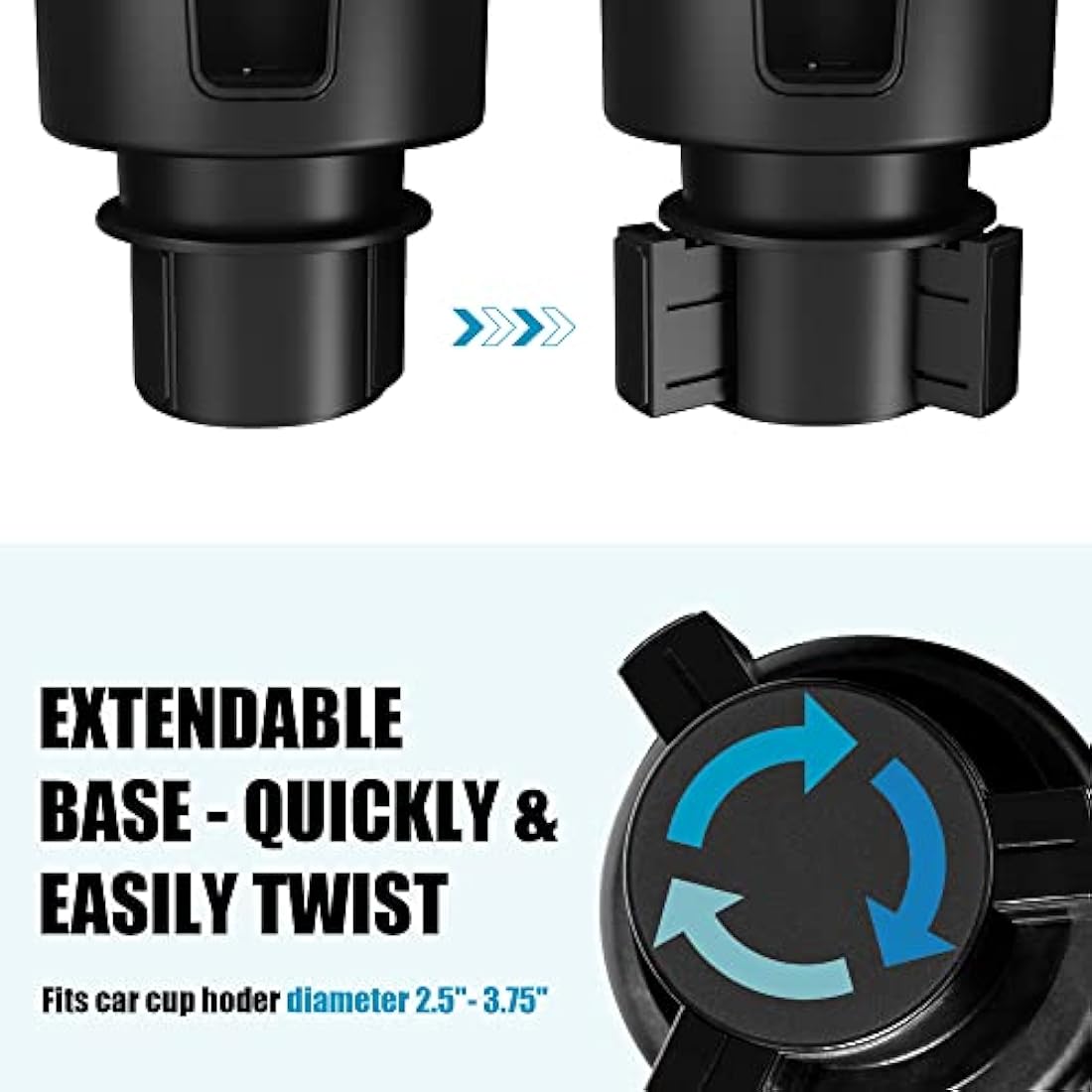 Seven Sparta Upgraded Car Cup Holder Expander Adapter with Offset Adjustable Base, Compatible with Yeti 14/24/36/46oz Ramblers, Hydro Flasks 32/40oz, Other Large Bottles Mugs in 3.4''-4.0'' (2)
