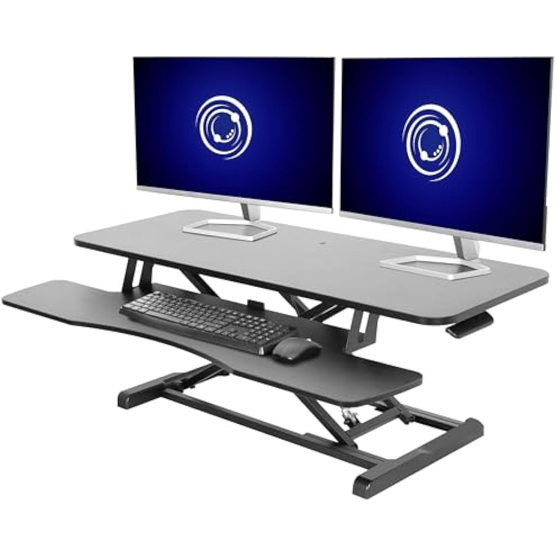 VIVO 107 cm Desk Converter, K Series, Height Adjustable Sit to Stand Riser, Dual Monitor and Laptop Workstation with Wide Keyboard Tray, Black, DESK-V042KB