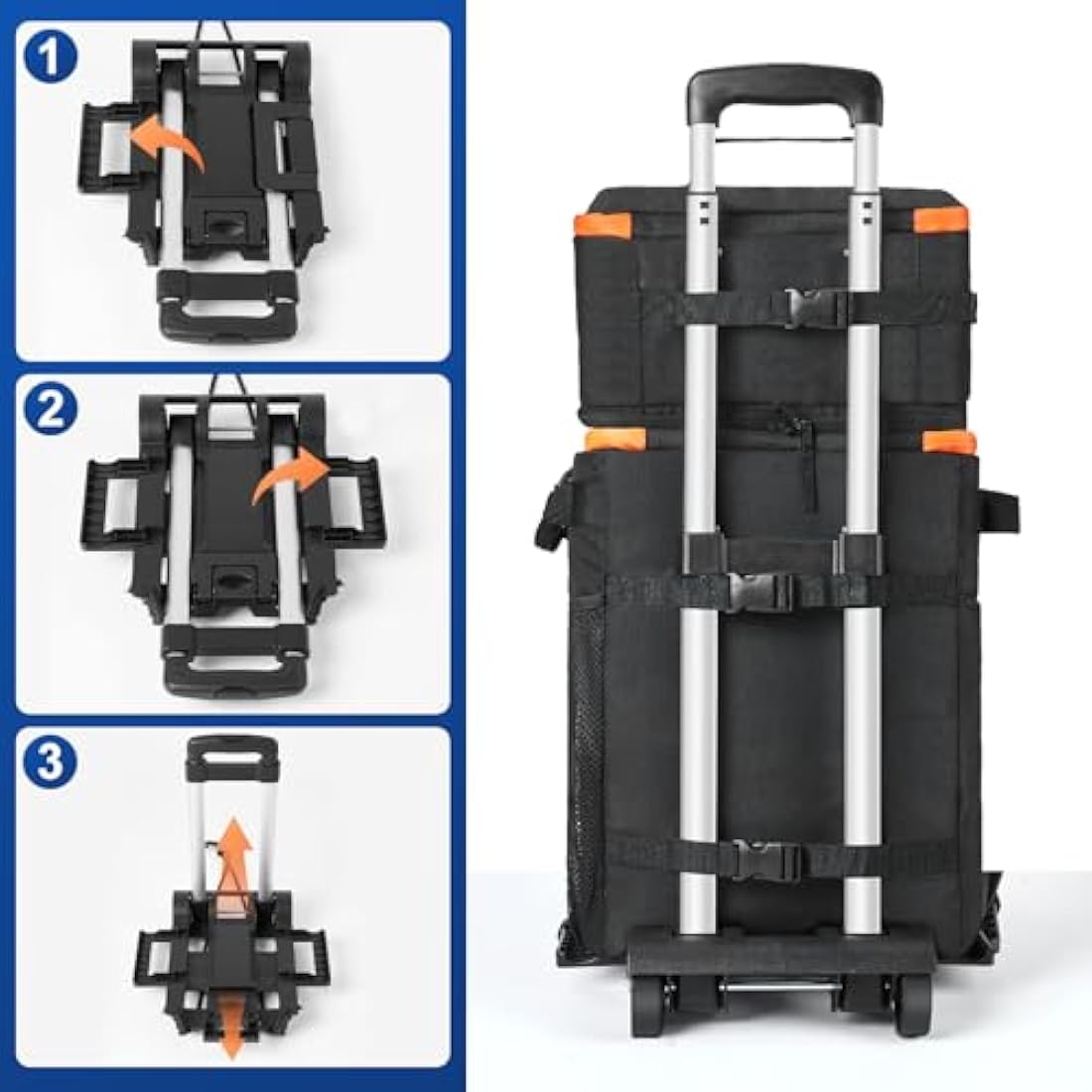 Odoland Cooler Box on Wheels, Leakproof Insulated Soft Rolling Cooler Bag with Stable All Terrain Cart and Handle Collapsible for Camping Beach Fishing Picnic with 6 Ice Cold Pack