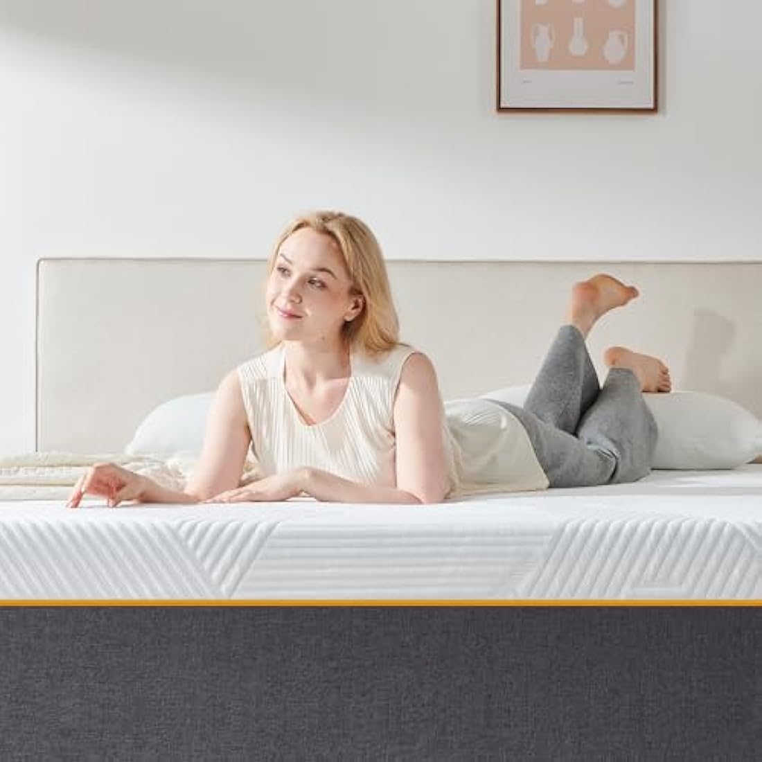 Sleremind Mattress,22cm Thickness Double Mattress with Memory Foam,Medium Firm,Soft and Gentle care Fabric for Back Pain,Enough Support,Mattress in Box,135x190x22cm
