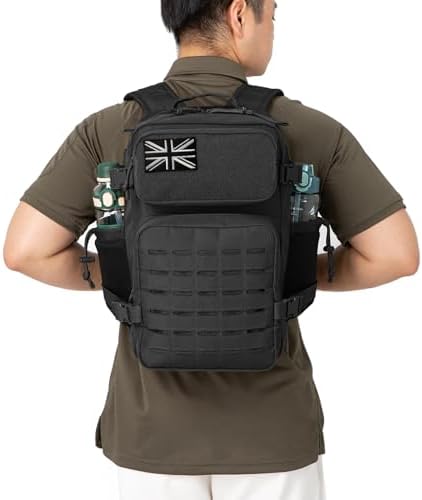 QT&QY Military Tactical Backpacks for Men Army Molle Daypack 25L/35L/45L Lage 3 Day Bug Out Bag Camping Hiking Rucksack with Bottle Holder