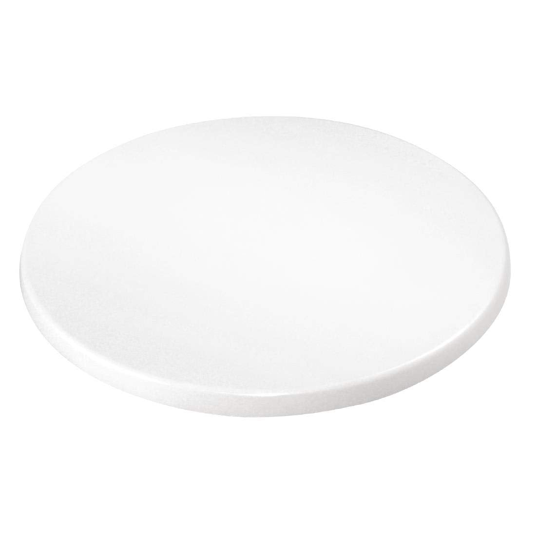 Bolero Pre-drilled Round Tabletop 600(Dia) mm, White, Size: 30 x 600 mm, Indoor Use, Honeycomb Core Heat Resistant up to 180?C, Stylish White Table