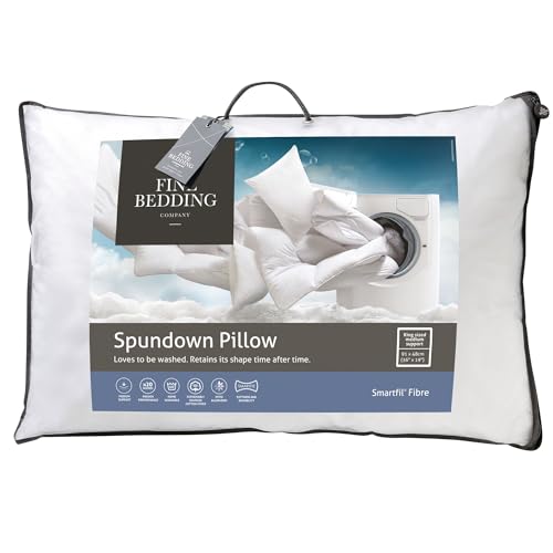 The Fine Bedding Company - Spundown Ultimate King Size XL Pillow - Medium Support - Soft Touch 100% Cotton Cover - Machine Washable - Hypoallergenic