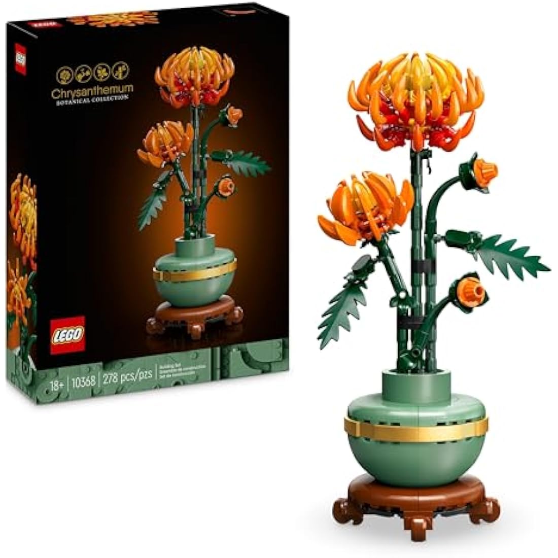 LEGO Botanicals Chrysanthemum Artificial Flower Building Set - Faux Plant Gift for Mothers - Creative Model Kit for Adults to Build - Home Office Decor from the Botanical Collection - 10368