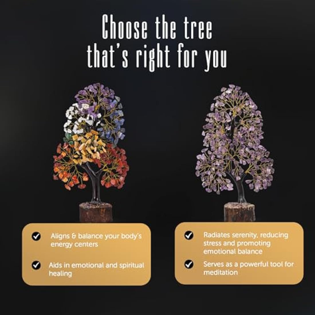 Seven Chakra Tree of Life, Artificial Tree, Crystal Tree for Positive Energy - Feng Shui Tree, Money Tree, Handmade 7 Chakra Tree, Stone Tree, Healing Crystals, Spiritual Gifts, Gifts for Women