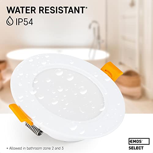 EMOS LED Downlights for Ceiling, 5W/500 Lumens, Neutral White 4000K | IP54 Waterproof LED Spot Lights for Bathroom etc. | Set of 6 Recessed LED