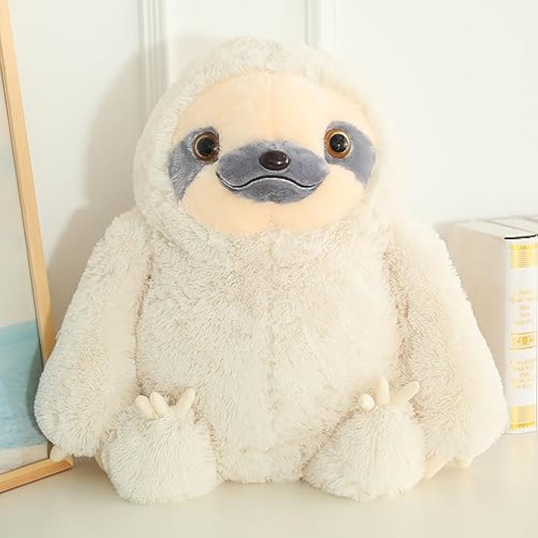 Winsterch Cuddly Sloth Large Stuffed Animal Teddy Baby Doll Birthday Gifts, Plush Soft Toy (Ivory, 27.5 Inches)