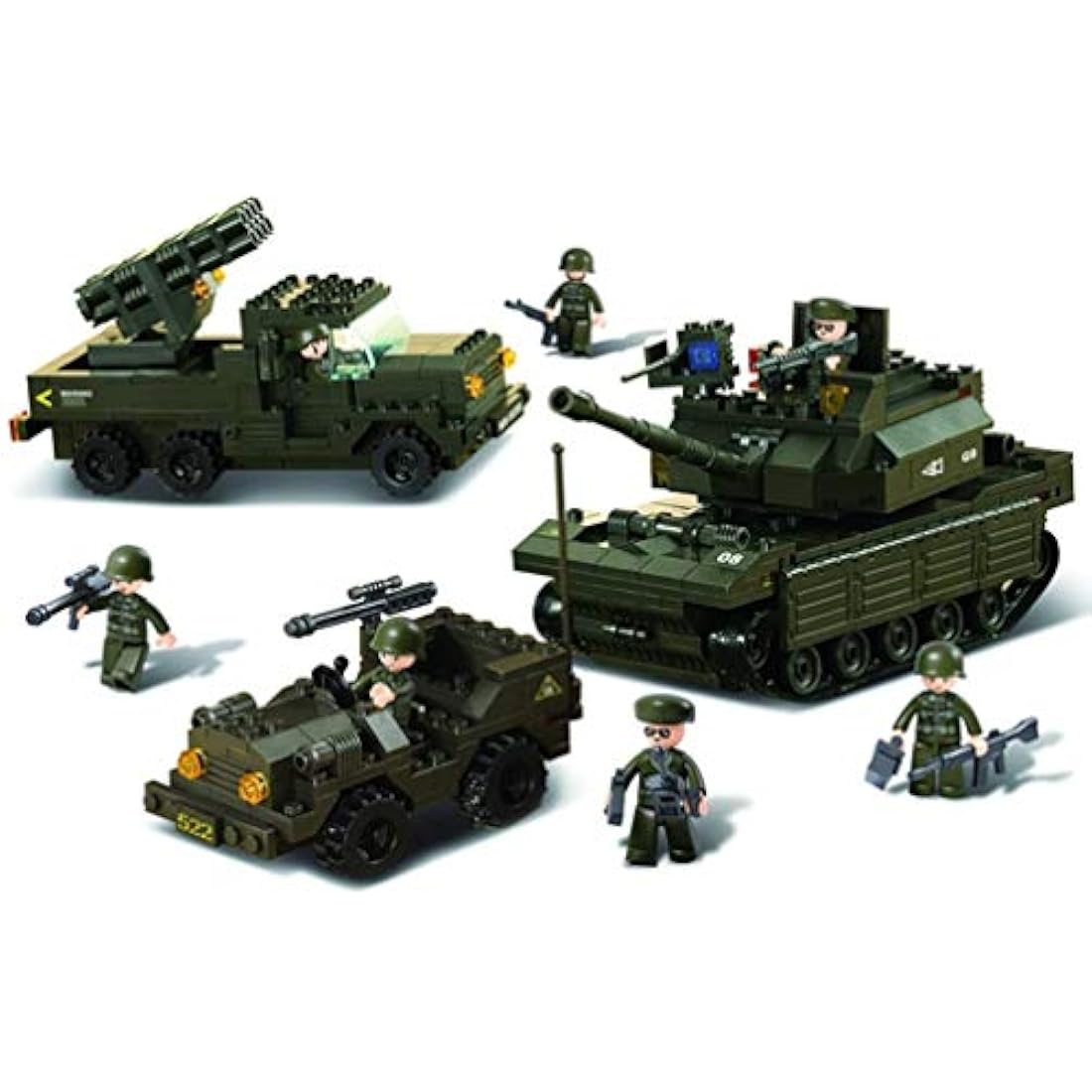 Sluban M38-B6800 Field Battle Forces Army Set with 7 Mini-Figures (602 Pieces)
