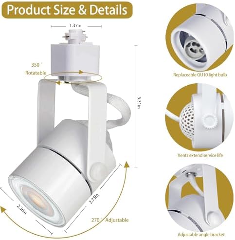 Bravsekai Advanced LED Track Lighting Kit with Replaceable GU10 Bulbs, 6-Lights Dimmable Track Lights with 2x1m H Type Track Rails, 10W 6000K Cool White Indoor Ceiling Spotlight Fixture for Any Space