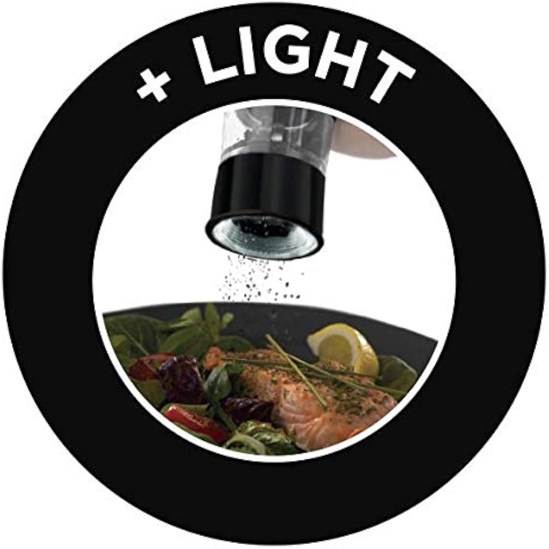 Russell Hobbs 28010-56 Electric Salt and Pepper Mill Set [2 Automatic Grinders] Black Stainless Steel (Adjustable Grinding Fineness, Ceramic Grinding Wheels, for Dried Spices, LED Lighting)