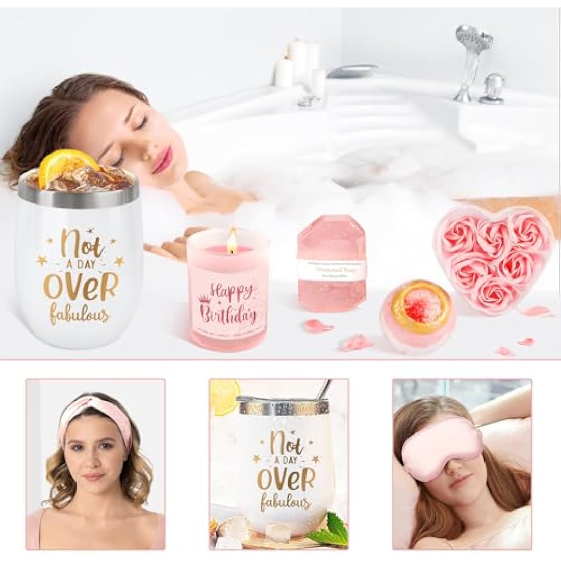 Birthday Gifts for Women, Pamper Gifts for Women, Happy Birthday Box Get Well Soon Gifts, Relaxing Spa Kit with Tumbler Blanket for Mum Wife Friend Sister Coworker, Unique Care Package for Her