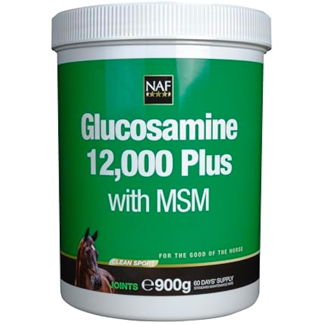 NAF Glucosamine 12,000 Plus with MSM – 900g Joint Support Supplement for Horses – High-Strength Glucosamine Sulphate & MSM – Supports Mobility, Flexibility & Connective Tissue Health