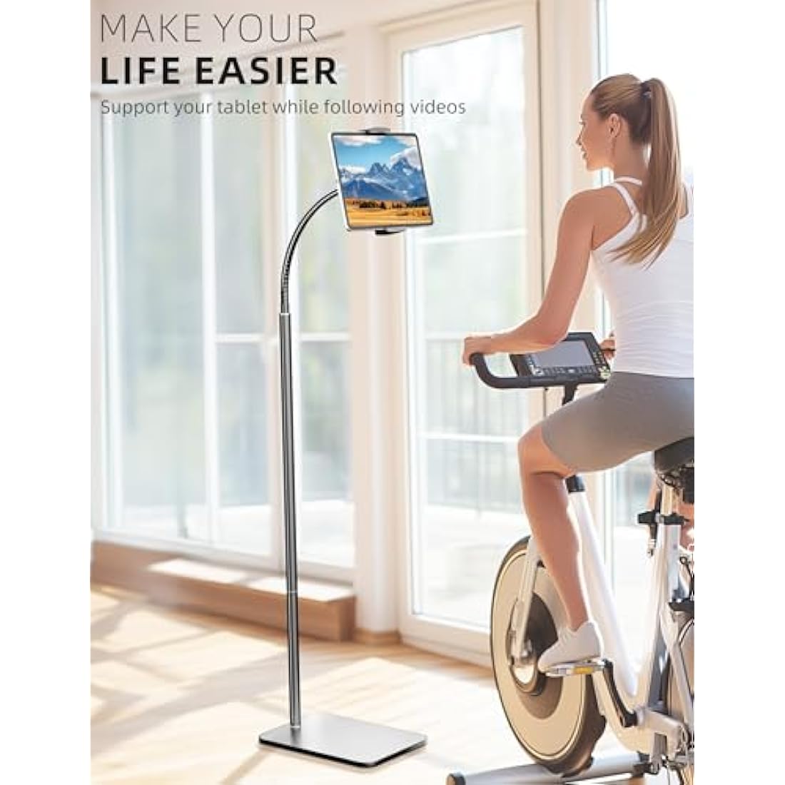 LanPavilion iPad Stand, Adjustable Metal Tablet Stand with Flexible Gooseneck, Compatible with iPad, Kindle, and Cell Phones (4.7''-13''), Ideal for Hands-Free Use