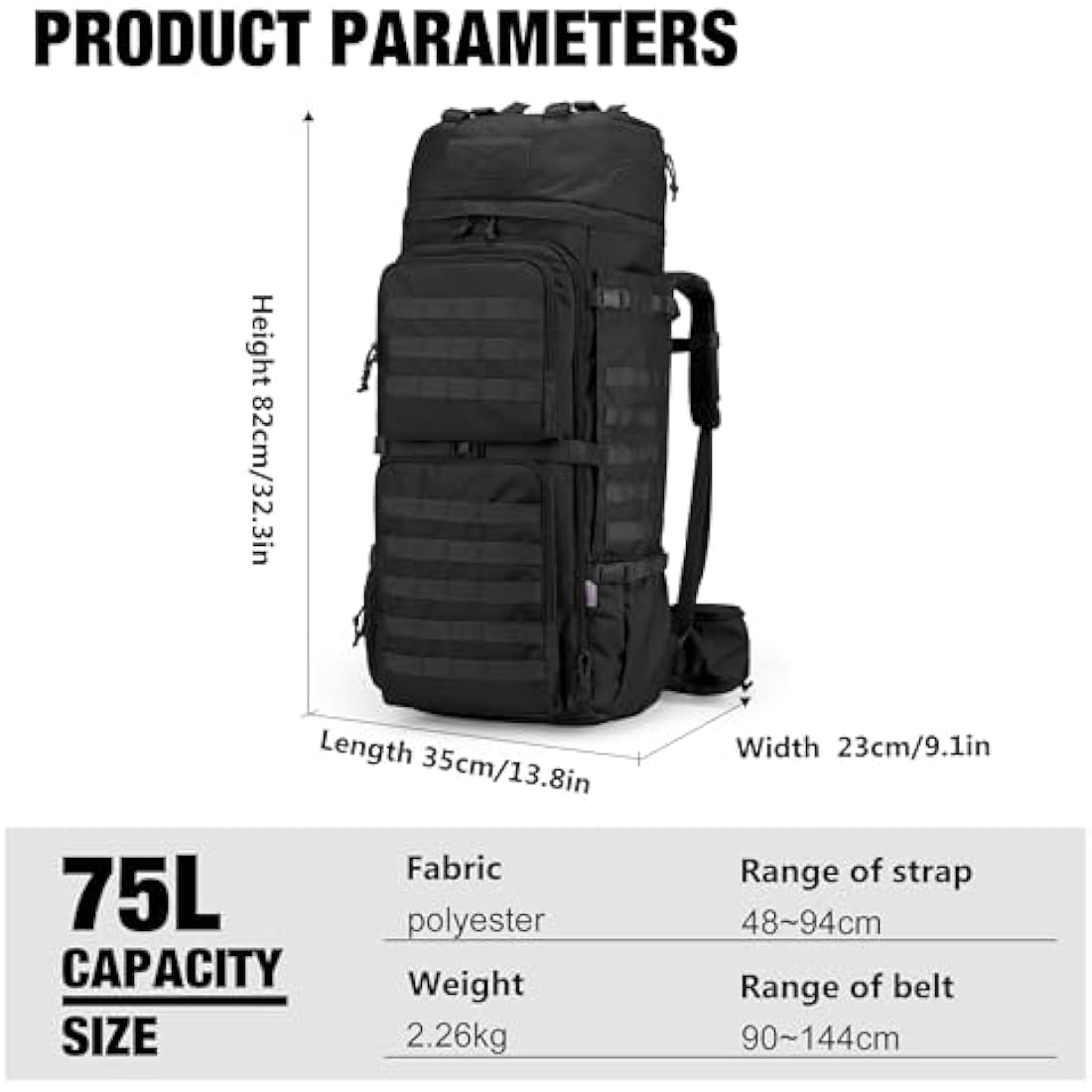Mardingtop 75L Tactical Backpack Large Camping Backpack Military Rucksack with Rain Cover Molle System Army Backpack for Outdoor Trekking,Mountaineering,Hiking