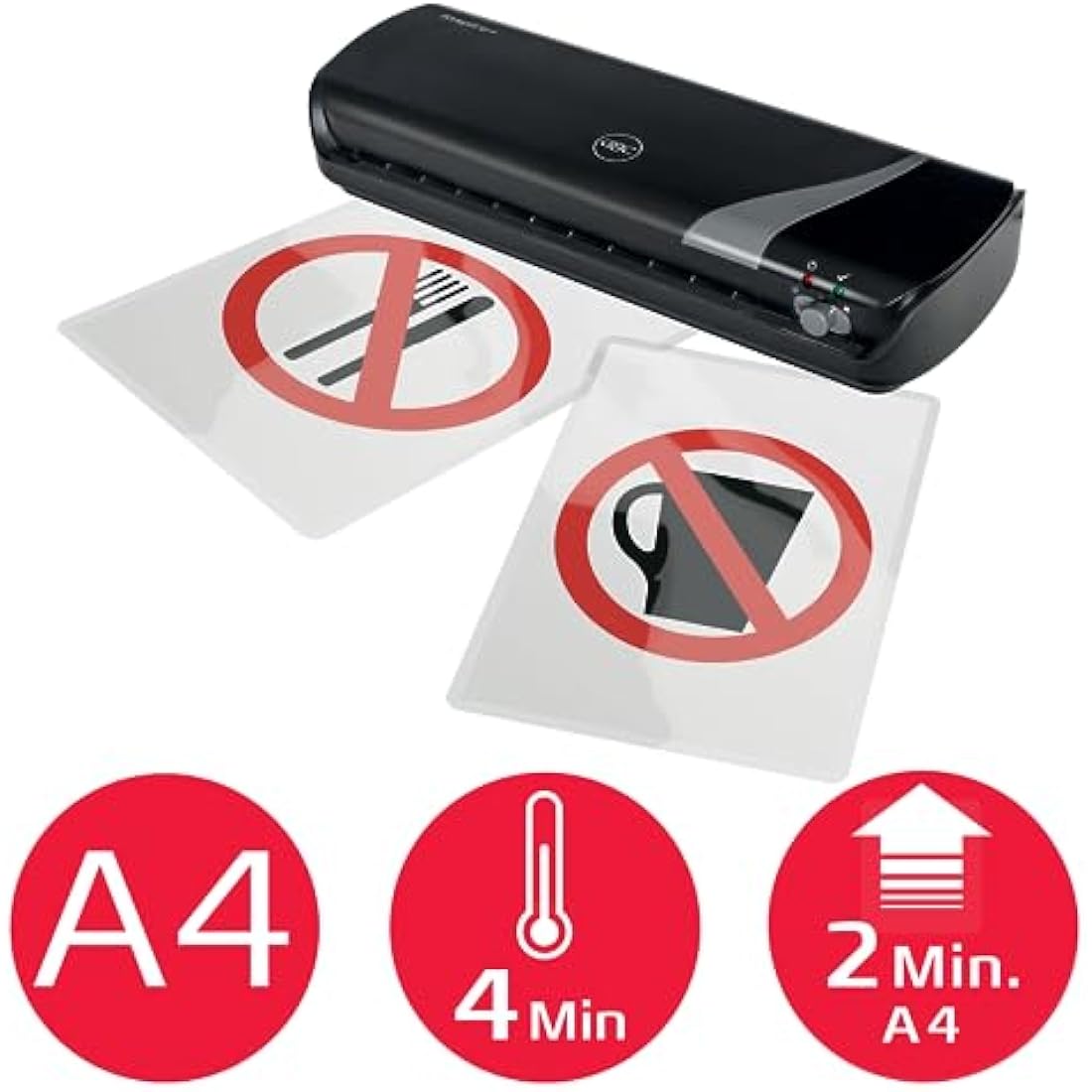 GBC Inspire+/Rexel 4-in-1 A4 Laminator Machine Set with Paper Cutter, Corner Rounder, 5 Laminating Pouches A4, Quick 4-Min Warm-Up time, Cold Lamination Setting, Ideal for Home/School, Black (4410035)