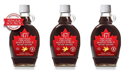 47? North Single Source Canadian Organic Maple Syrup, Grade A 250g (3x 250g, Very Dark)