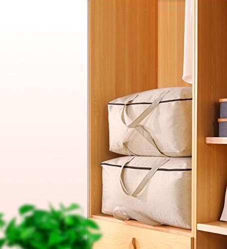 iwill CREATE PRO Pack of 3, Cotton Canvas Storage Soft Bags with Zip Closure & Handles, Good for Blankets, Clothing in Bedroom Wardrobe, Dormitory