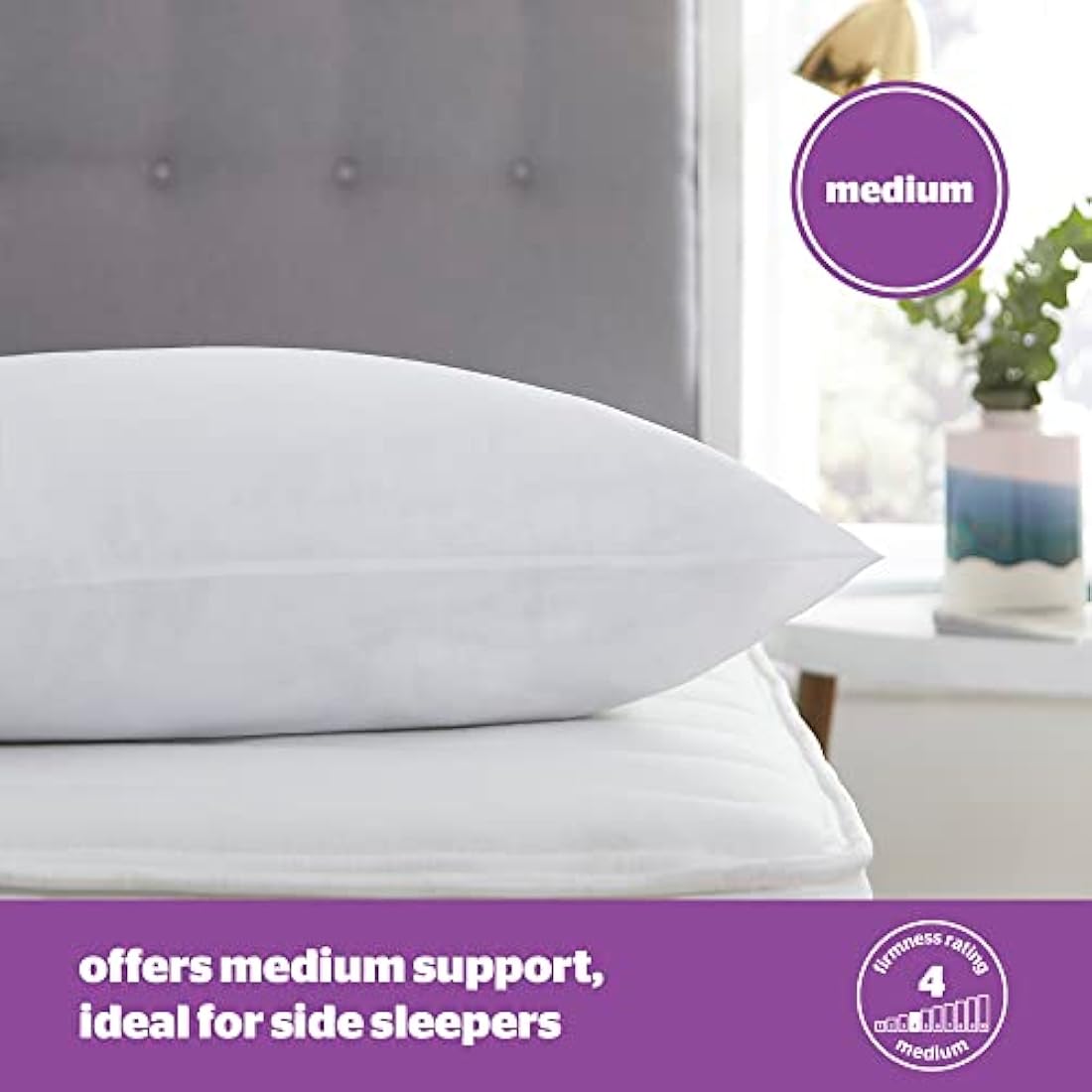 Silentnight Deep Sleep Pillows 2 Pack – Medium Support Comfortable Hollowfibre Bed for Front, Back and Side Sleepers Machine Washable Hypoallergenic of Standard Size, White
