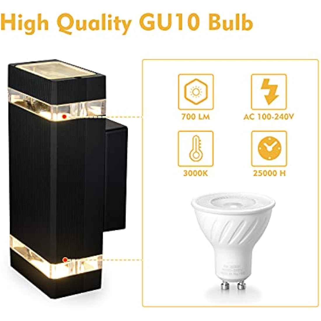 CELAVY Outdoor Wall Lights Mains Powered, Up Down Outside Wall Lights IP65 Waterproof, Porch Light Front Door Lamp Modern Aluminium 3000K, Exterior LED Lighting Sconce Wall Mounted for House, Black
