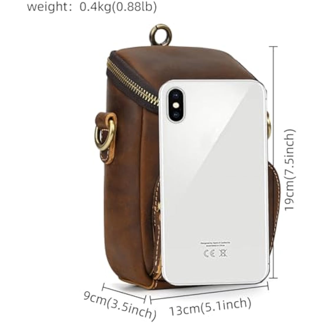 Mini Mens Genuine Leather Messenger Shoulder Bag Motorcycle Bike Riding Cycling Multi Waist Fanny Pack Small Leather Leg Bag for Wallet Coin Key iPhone, 9391 Brown