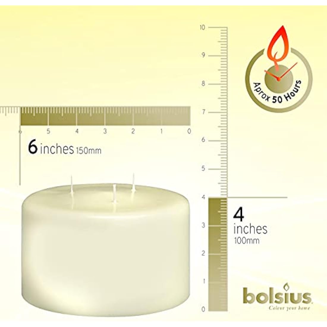 BOLSIUS 100 x 150 mm-1.41 kg, Paraffin Wax, Ivory, 10 x 15 cm