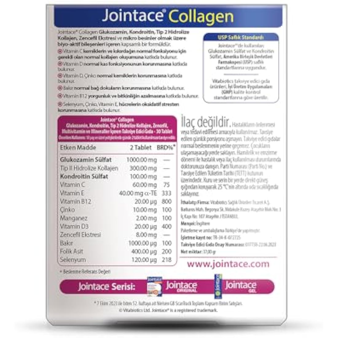 Vitabiotics Jointace Collagen - 30 Tablets