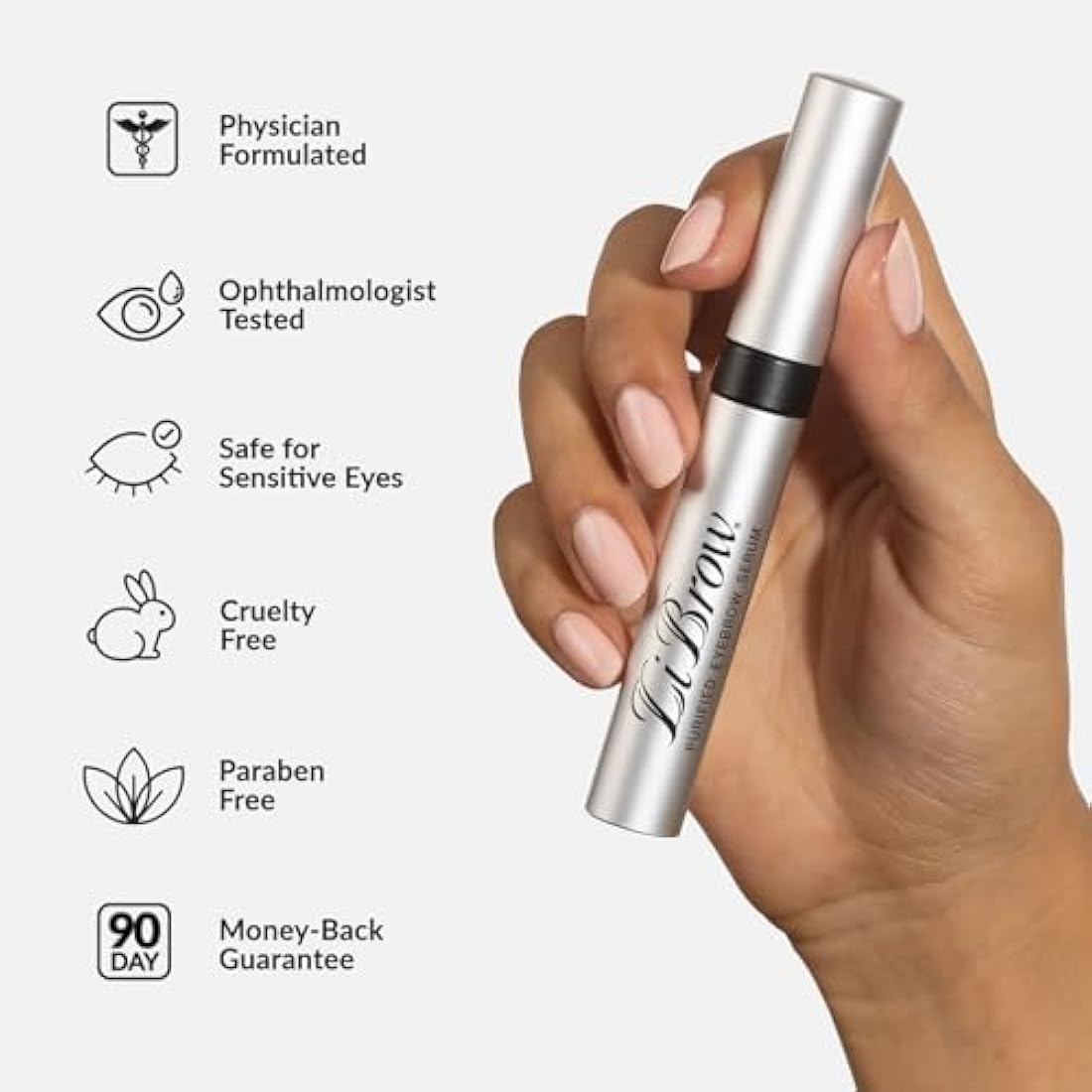 LiBrow Purified Eyebrow Serum XL to Grow Darker, Fuller, Thicker-Looking Brows - Natural Botanical Extracts, Safe for Sensitive Skin & Thin Brow Hairs - Vegan & Cruelty-Free (6mL, 6-Month Supply)