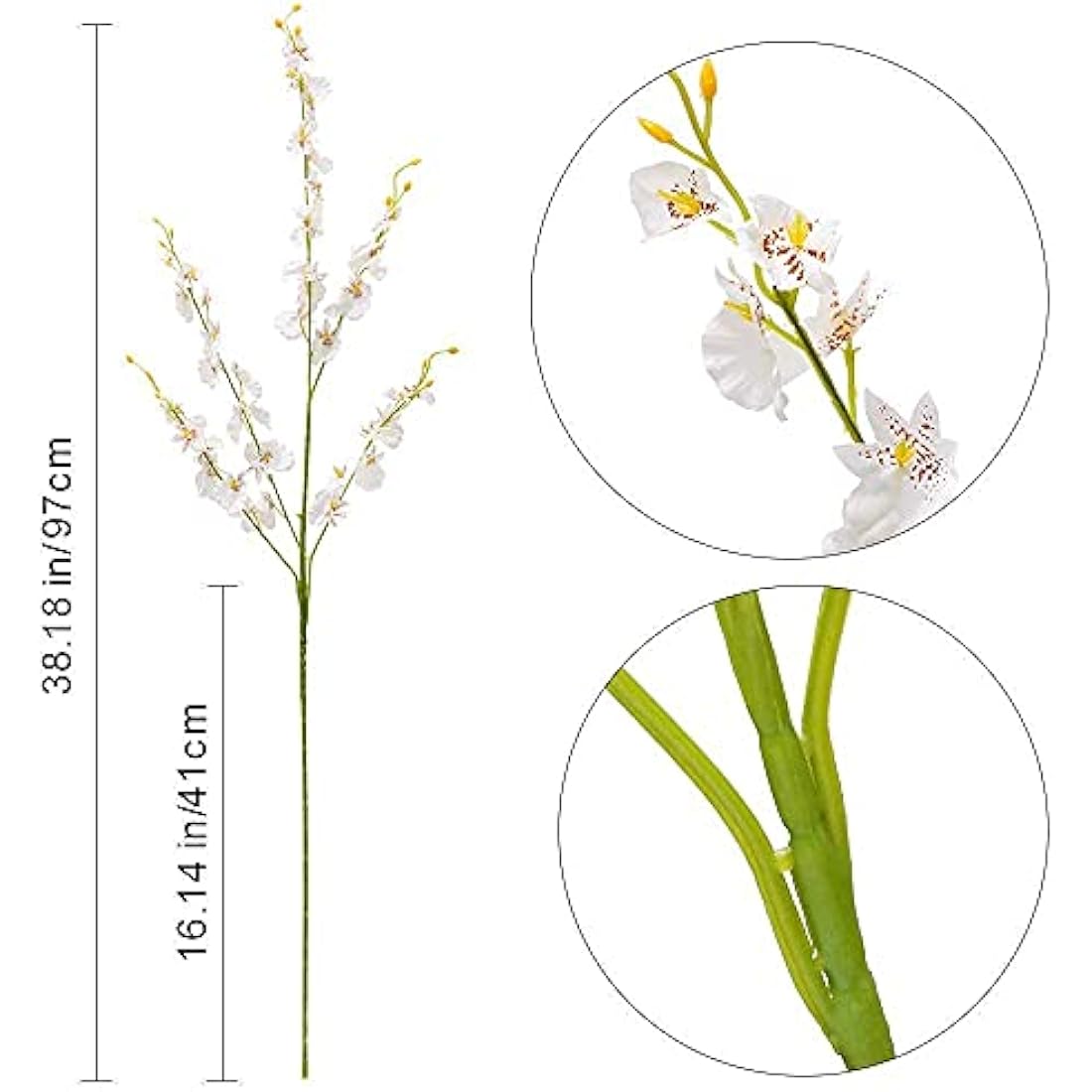 Kisflower 12Pcs Artificial Dancing Orchids Flowers - White Silk Gypsophila Cherry Blossom for Home Decoration