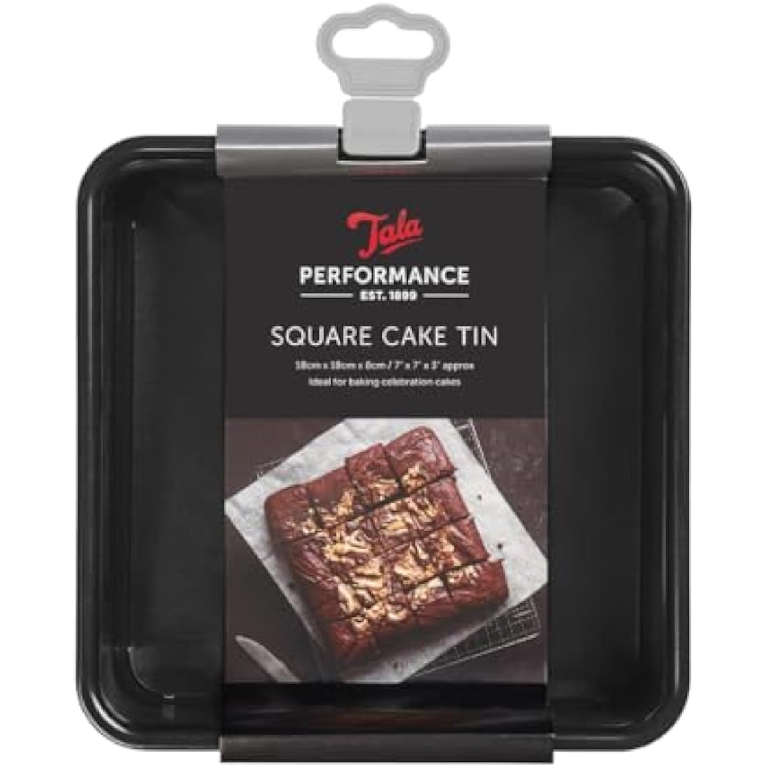 Tala Performance, Loose Base Square Cake Tin, Professional Gauge Carbon Steel with Eclipse Non-Stick Coating, 18 cm x 18 cm / 7" x 7" Cake Pan; Ideal for Bakes and Celebration Cakes