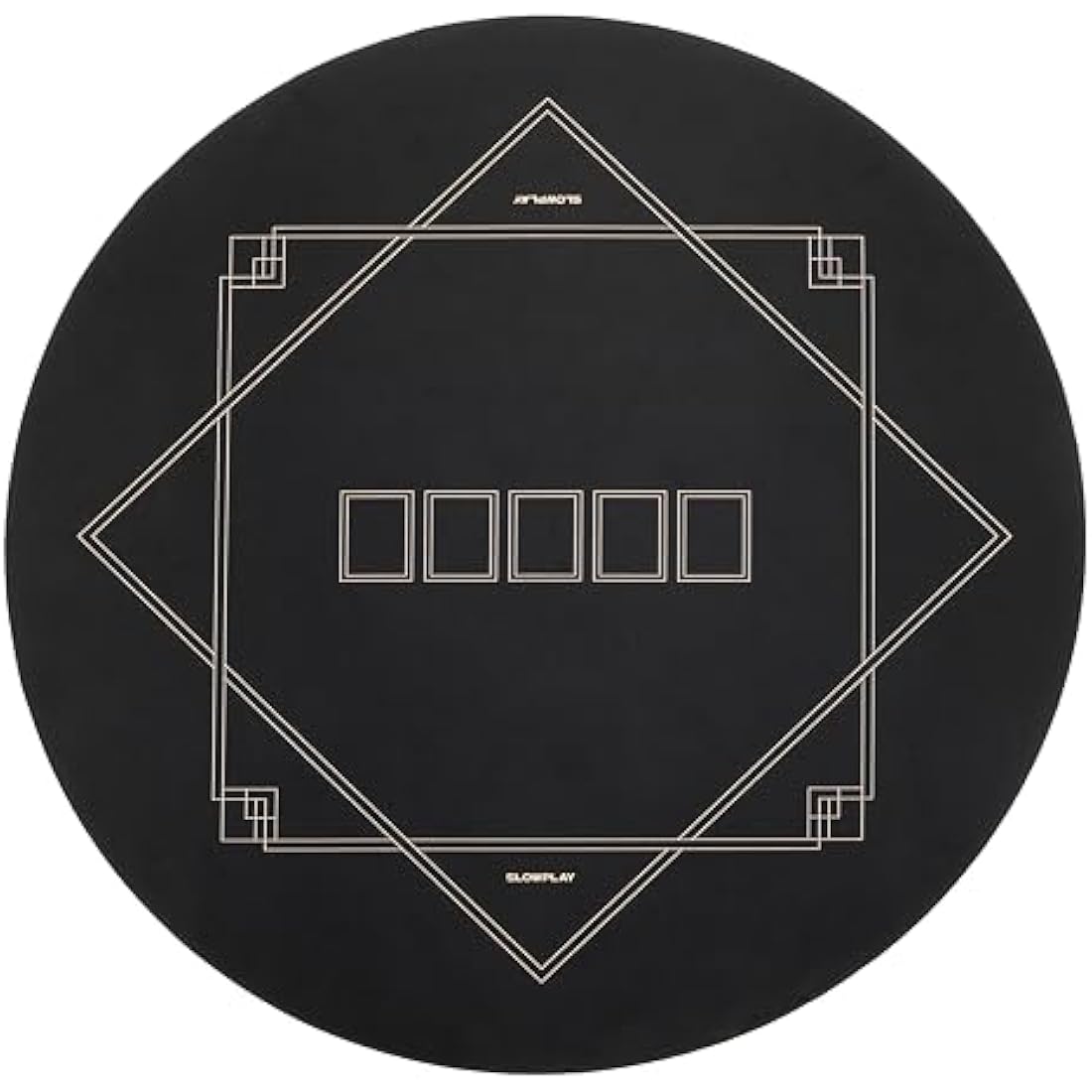 SLOWPLAY Godel 120cm Round Poker Mat for Texas Hold'em | Poker Table Top with Extra Water Repellency, Hemmed Edges, Noise Reduction | Super Portable for Gaming Everywhere (Black and Champagne Gold)
