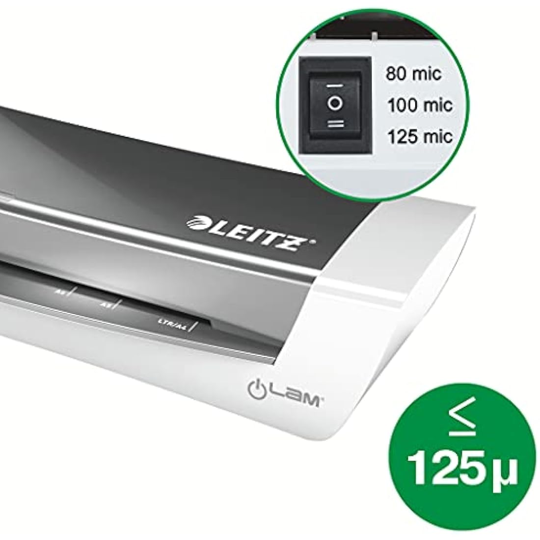 Leitz 73681089 iLam A4 Laminator, Ideal for Home Office - Metallic Dark Grey