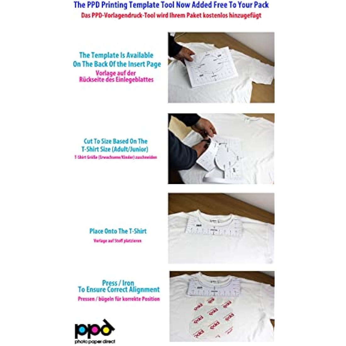 PPD Inkjet Premium T Shirts Transfer Paper A3 for Light and White Fabrics x 25 Sheets PPD-7-25
