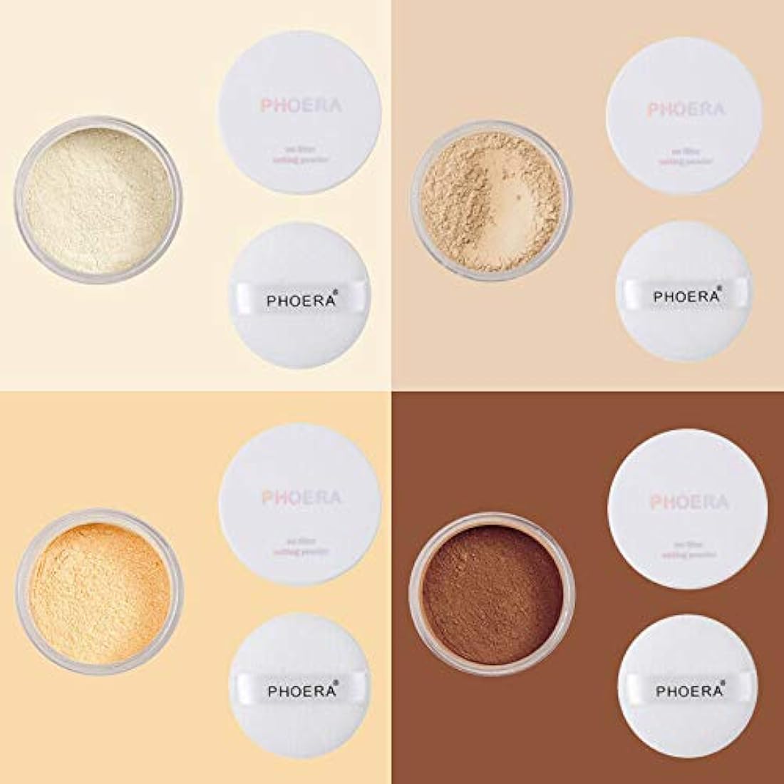 AQUAPURITY - PHOERA Loose Makeup Setting Matte Face Powder + Puff, Long Lasting Lightweight Foundation Make Up Fixer Beauty Blender Highlighter Palette Flash Photography (102 - Cool Beige)