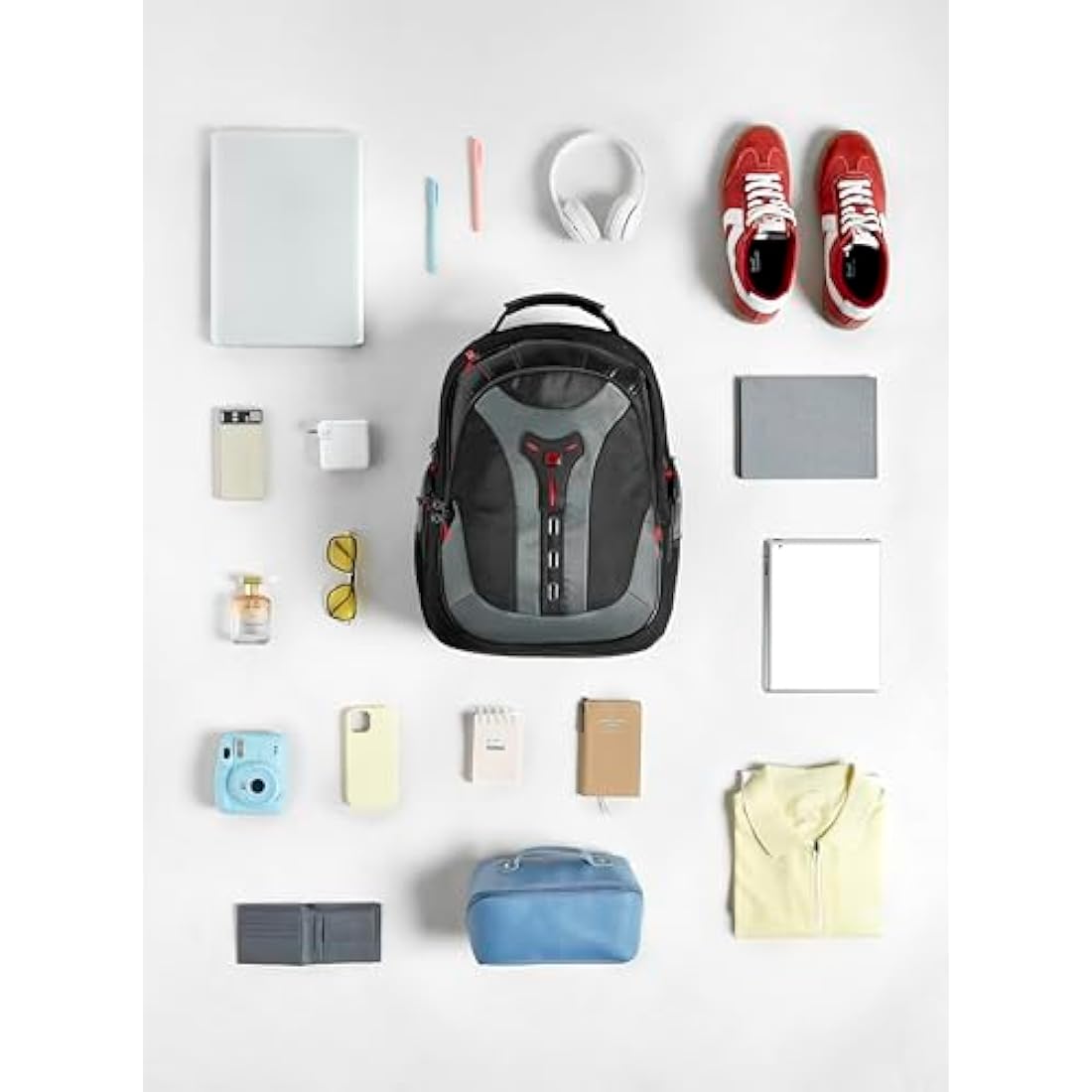 Wenger Pegasus laptop backpack with tablet pocket, notebook up to 17 inches, tablet up to 12 inches, organizer, 25 L, for men and women, office, business travel or uni, grey, 600639