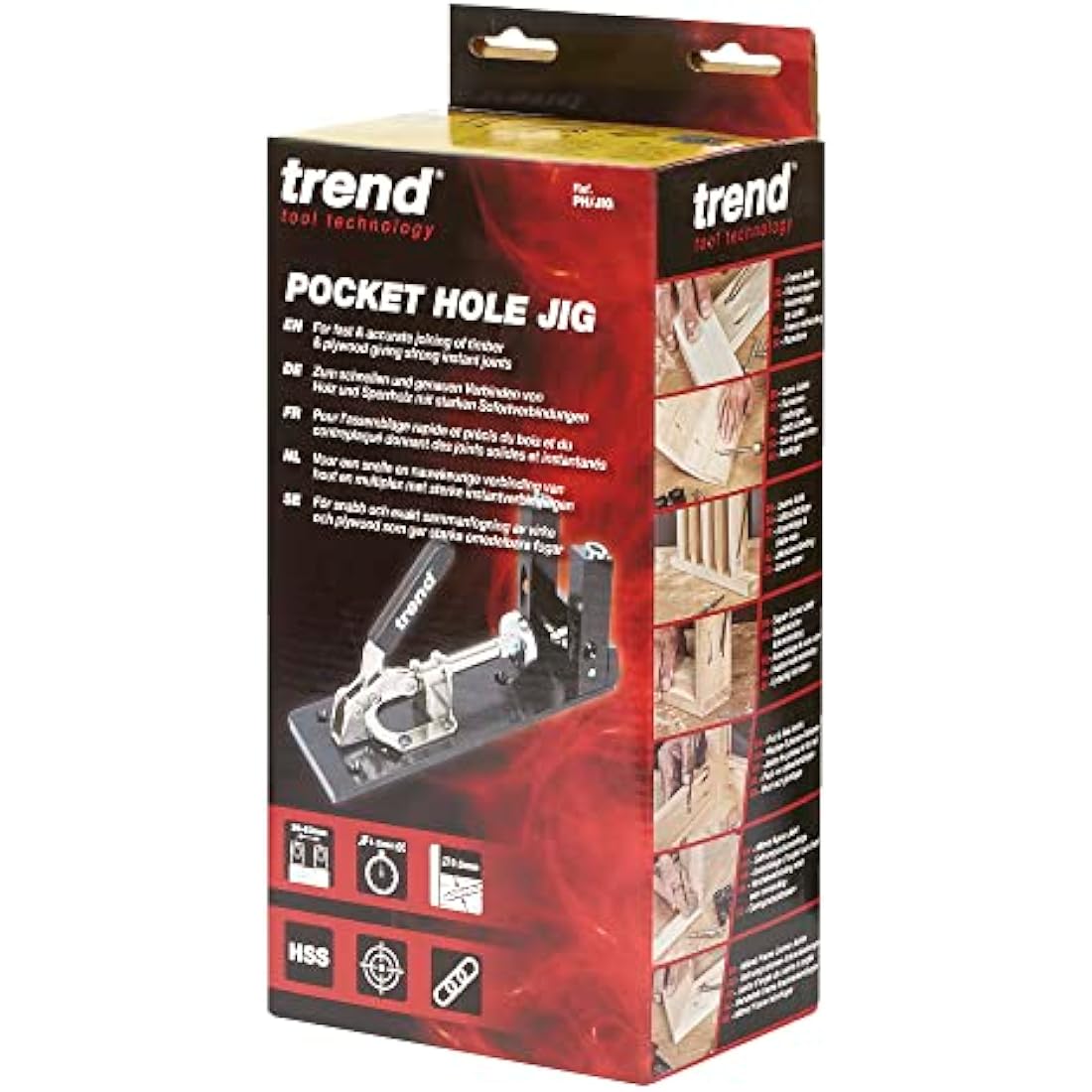 Trend Pocket Hole Jig Kit with Dual Column Jig, Face Clamp, HSS Drill Bit & Depth Setting Collar, 2 Square Bit Drives & 100 Pocket Hole Screws, PH/JIG