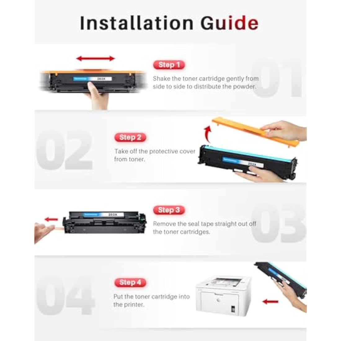 Halloya 203X Toner Cartridge Replacement for HP CF540X CF541X CF542X CF543X Compatible for Color Laserjet Pro MFP M254dw M254dnM254nw M280nw M281fdn M281fdw M281cdw (4 Pack)