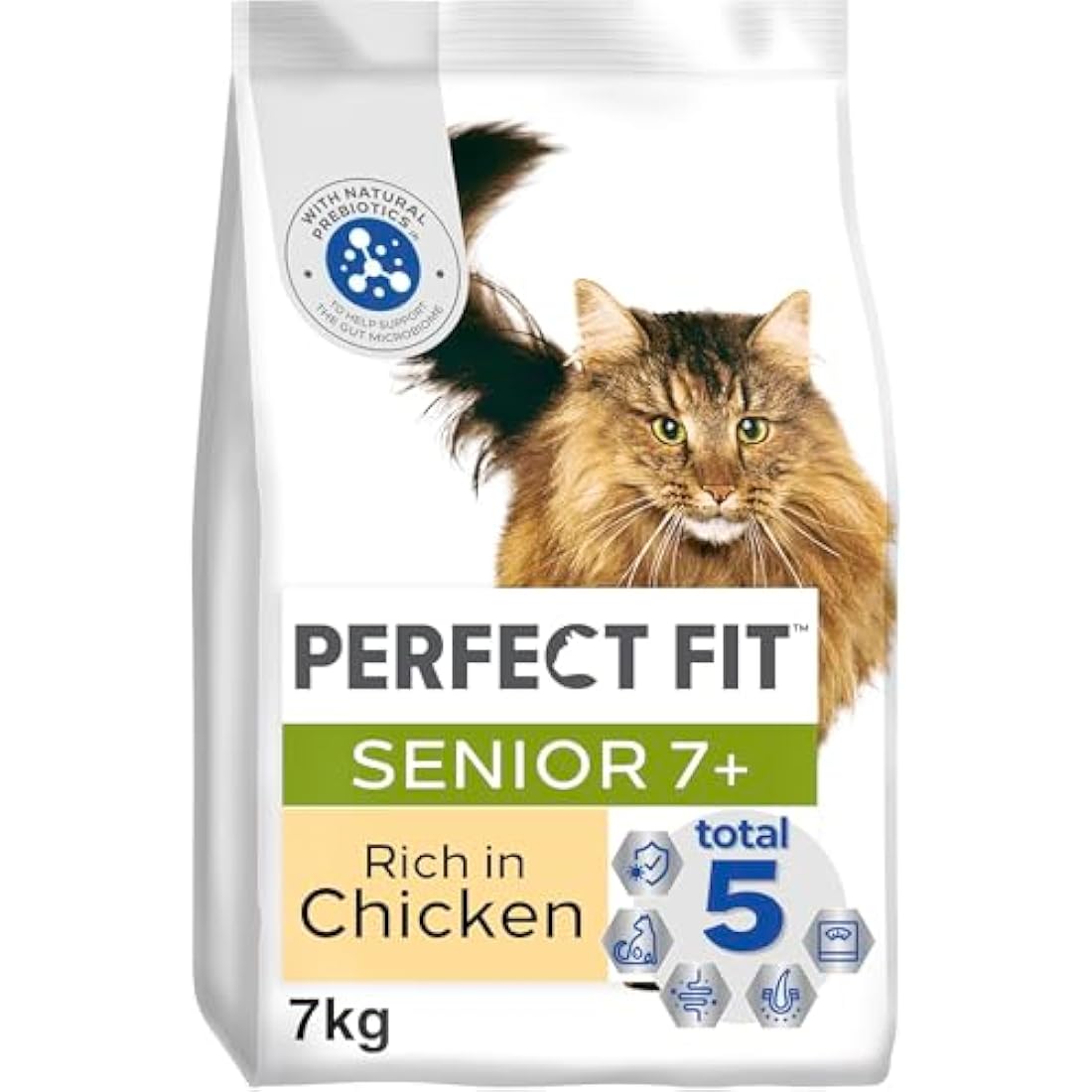 Perfect Fit Senior 7+ Complete Dry Cat Food for Senior Cats Aged 7+ Years, Rich in Chicken, 1 Bag (7 kg)