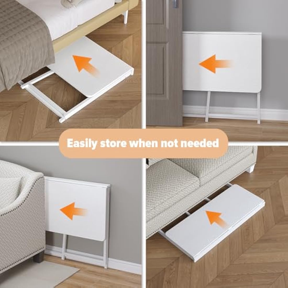 WOHOMO Folding Desk, 120cm Foldable Computer Desk for Bedroom, Space Saving Computer Table Writing Workstation for Home Office, Easy Assembly, White