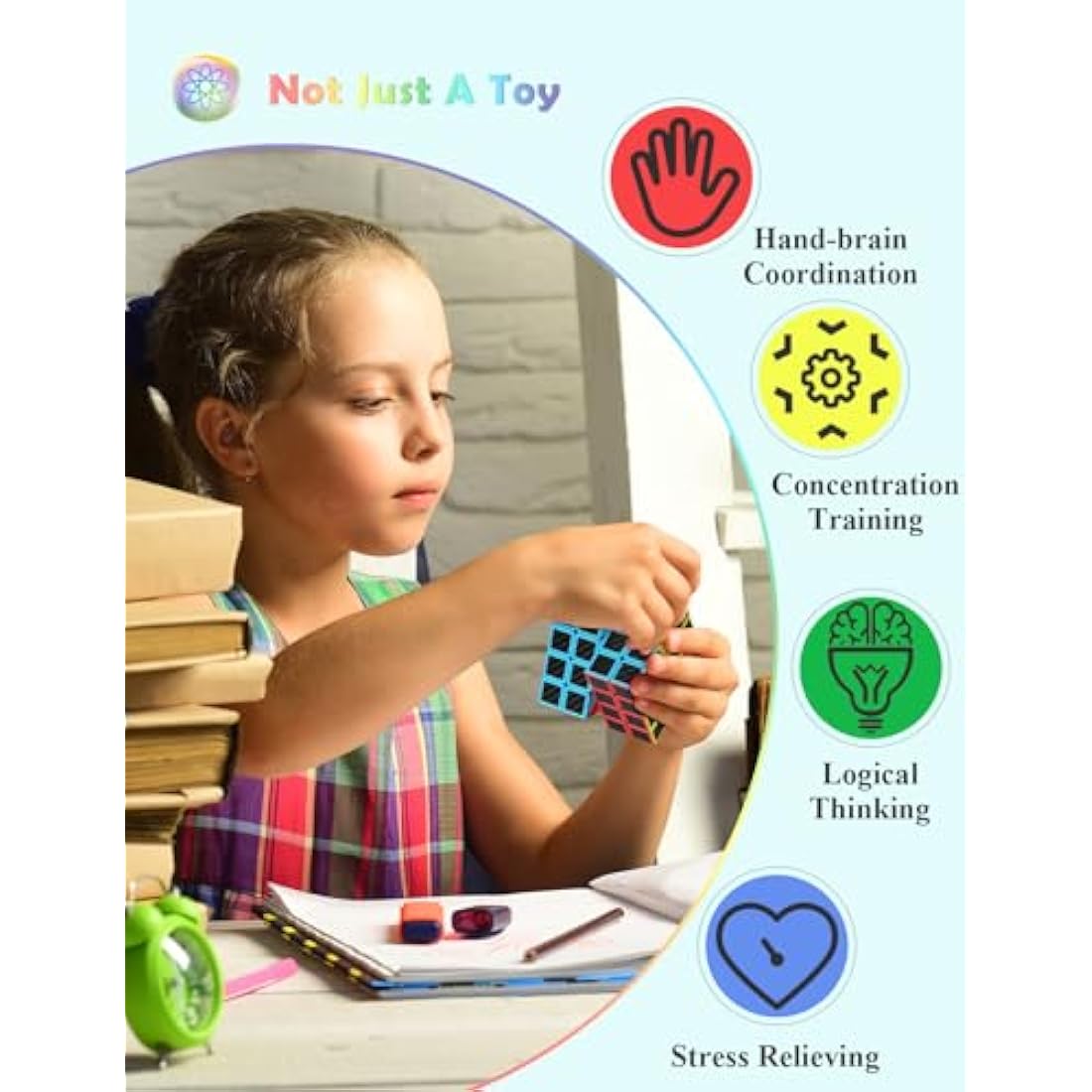 ROXENDA Speed Cube, Magic Puzzle Cube Super-durable Carbon Fiber Sticker with Vivid Colors for Kids (4x4x4)