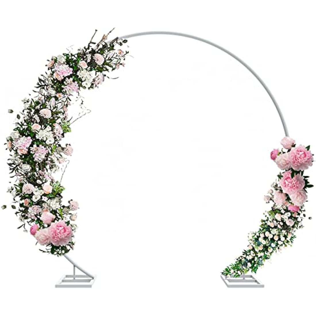 Large Garden Wedding Arch Round: 220x200cm Heavy Duty White Metal Circle Balloon Flower Stand Wedding Archway Arbors Photo Background Decoration for Birthday Party Christmas Events