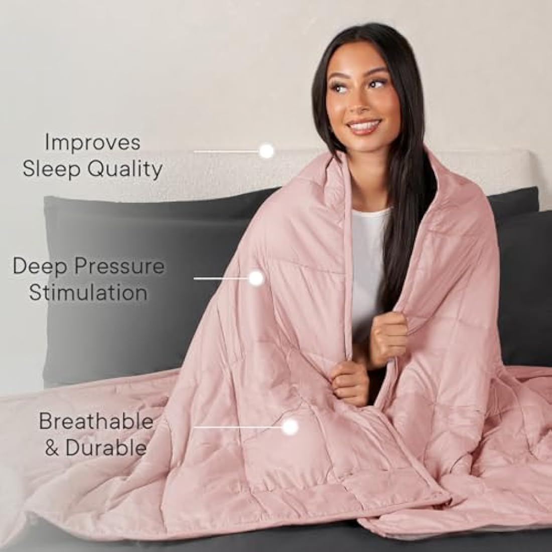 Brentfords Weighted Blanket 4kg for Adults Therapy Anxiety Autism Sensory Insomnia Stress Relief, Single - Blush Pink - 125 x 150cm - (Disclaimer Only suitable for age 3+ years)